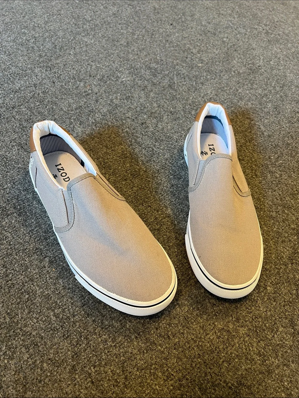 Izod Men’s Slip-On Canvas Loafers in Gray
